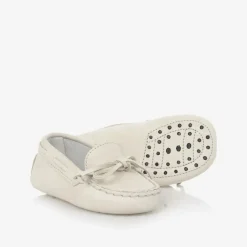 Tods Grey Suede Leather Pre-Walker Moccasins