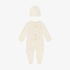Versace Ivory Cotton Babysuit & Hat Set white
