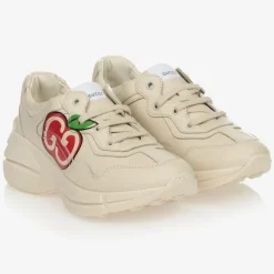 Gucci Ivory Leather Rhyton Trainers Clearance