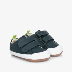 Tip Toey Joey Navy Blue Leather Velcro Trainers Best