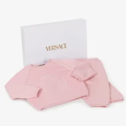 Versace Pink Cotton & Cashmere Baby Trouser Gift Set Clearance