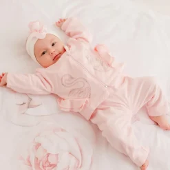 Sofija Pink Cotton Baby Trouser Set Hot