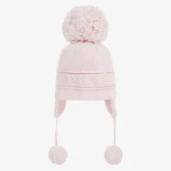 Emile et Rose Pink Knitted Cotton Pom-Pom Hat Best
