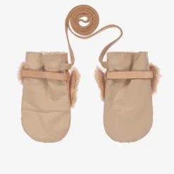 Donsje Pink Leather & Faux Fur Bunny Mittens Discount