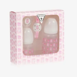 Guess Pink Teddy Bear Bottle & Dummy Set Best