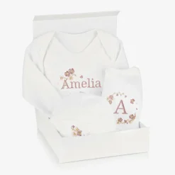 Paint My Dreams White Blossom Personalised Babysuit Gift Set