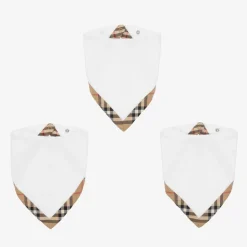 Burberry White Cotton Vintage Check Bib Gift Set