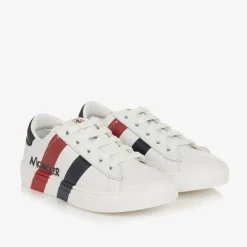 Moncler Enfant White Leather Logo Trainers Outlet
