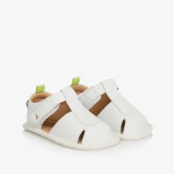Tip Toey Joey White Leather Velcro Sandals Discount